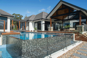 Oceanscape Pools project mosaic tiles raised pool walls custom designed pool